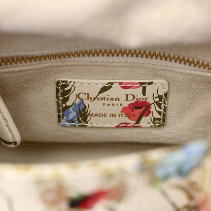 Christian Dior Calfskin Hibiscus Printed Embroidered Mini Lady Dior Beige Multicolor 6 of 14