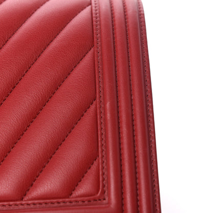 Chanel Calfskin Chevron Quilted New Medium Boy Flap Dark Red 10 of 17