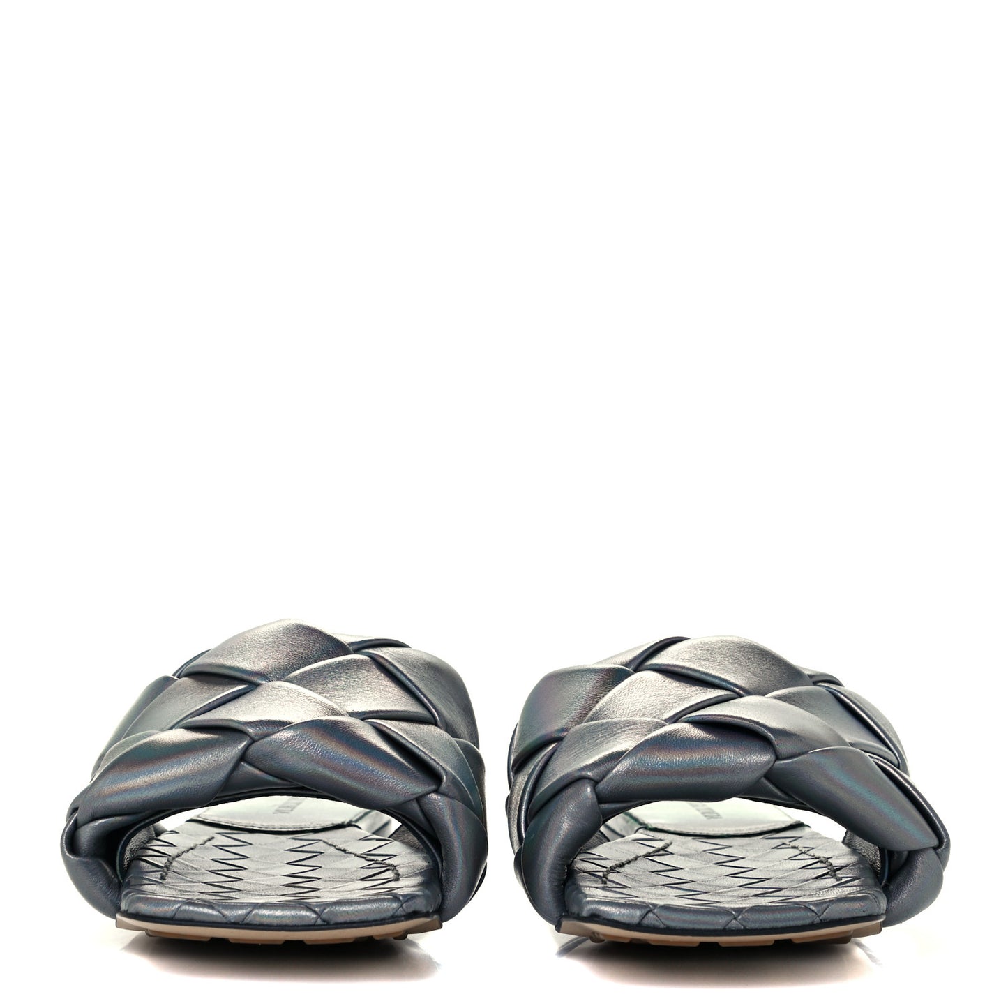 Laser Nappa Maxi Intrecciato Lido Flat Sandals 38 Oyster