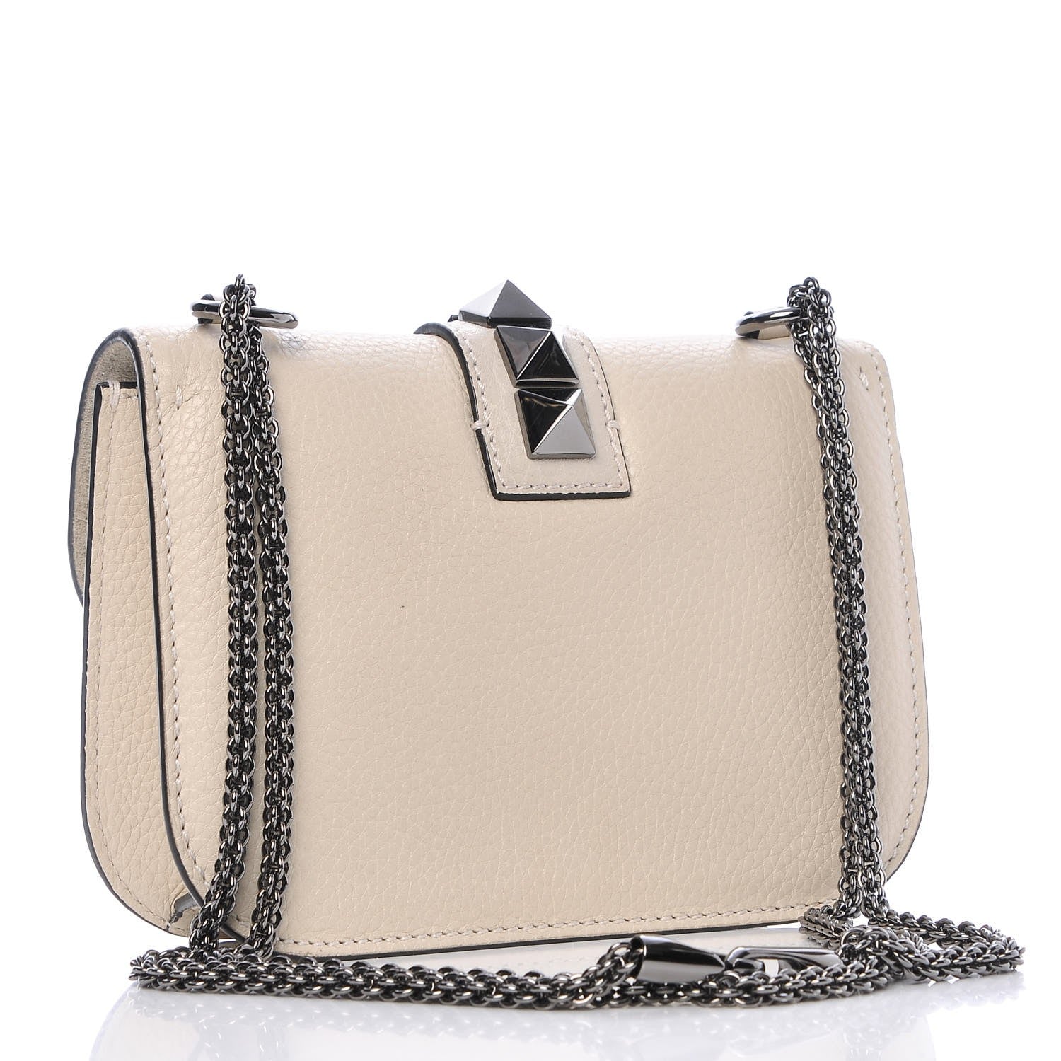 Valentino Garavani Pebbled Calfskin Small Glam Lock Rockstud Flap Ivory 3 of 10
