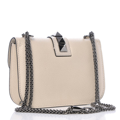 Valentino Garavani Pebbled Calfskin Small Glam Lock Rockstud Flap Ivory 3 of 10