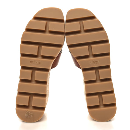 Hermes Calfskin Cork Eze 30 Sandals 37 Marron Glaise 5 of 9