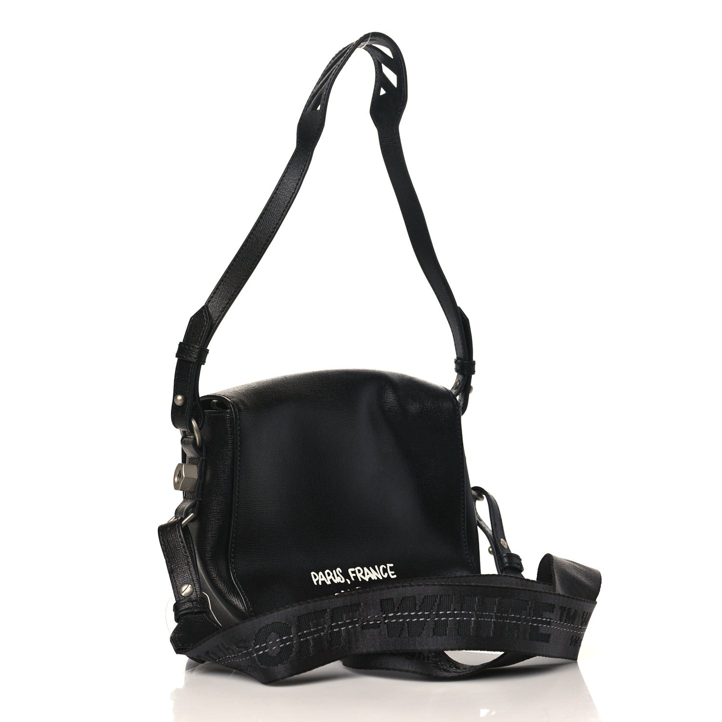 Saffiano For Display Only Binder Clip Shoulder Bag Black
