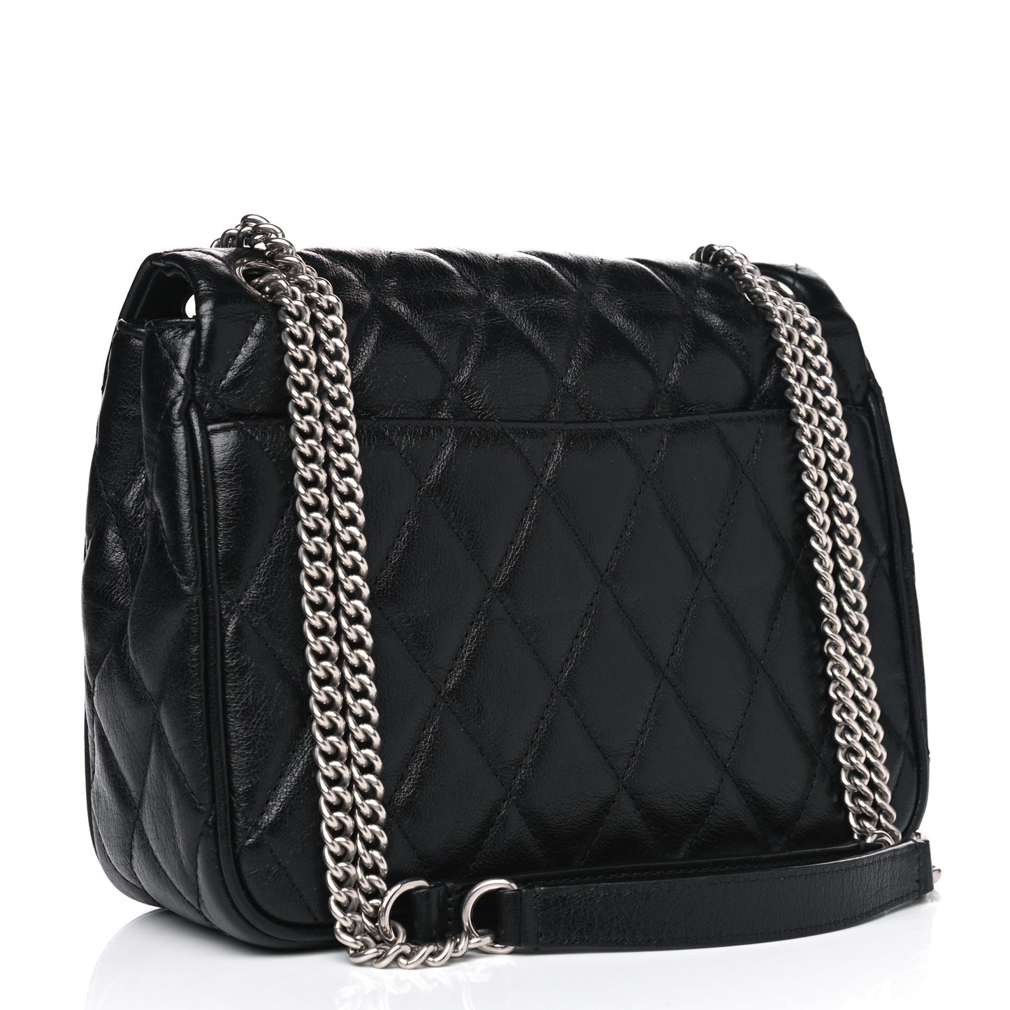 Shiny Buffalo Quilted Small Shoulder Bag Black