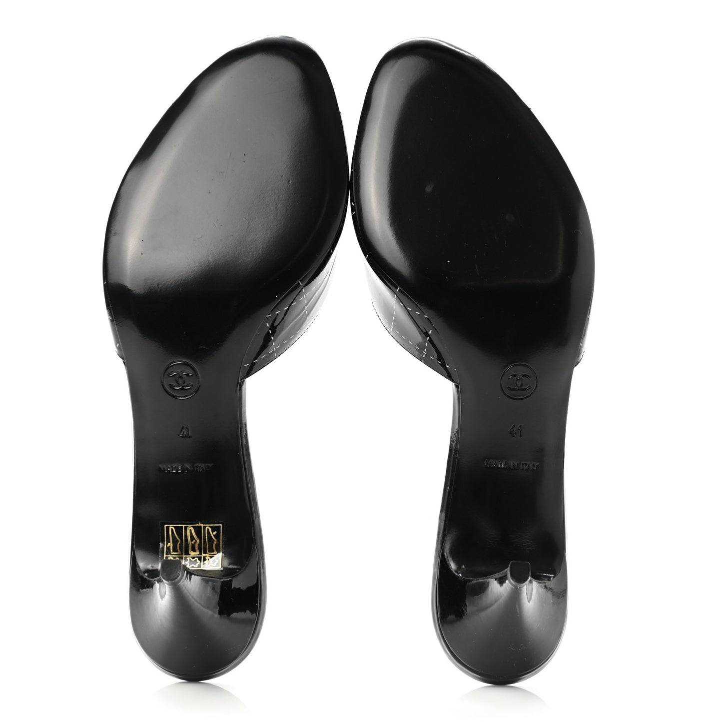 Patent Printed Mule Sandals 41 Black
