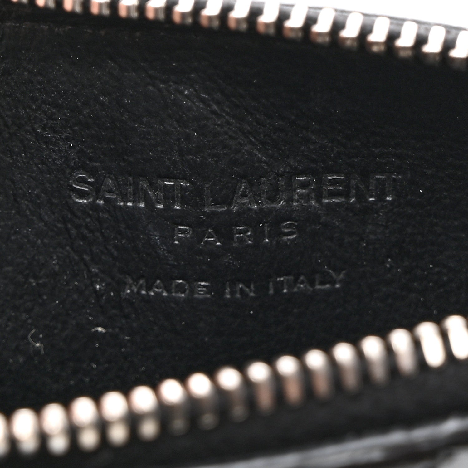 Saint Laurent Calfskin Crocodile Embossed 5 Fragments Zip Pouch Card Holder Black 7 of 8