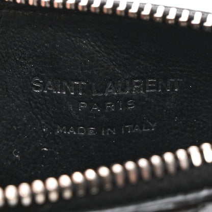 Saint Laurent Calfskin Crocodile Embossed 5 Fragments Zip Pouch Card Holder Black 7 of 8
