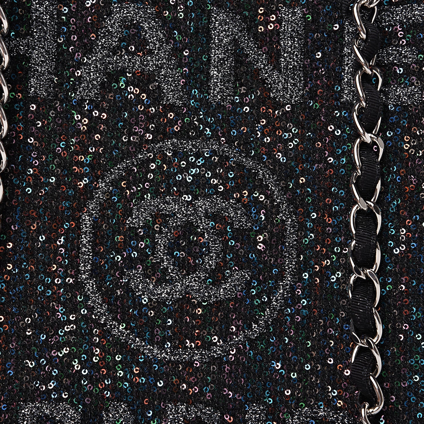 Calfskin Sequin Medium Deauville Tote Black