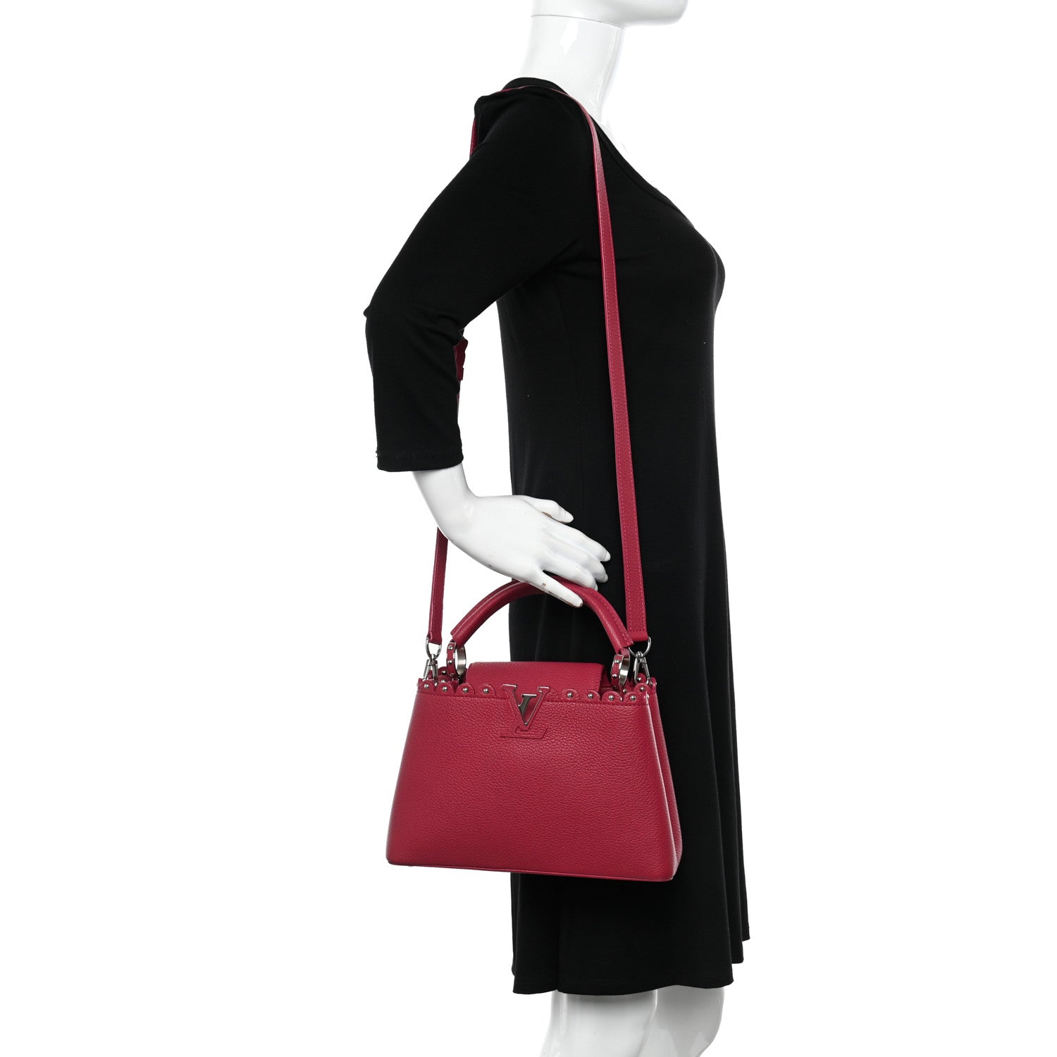 Louis Vuitton Taurillon Lace Croquets Capucines BB Groseille 2 of 9