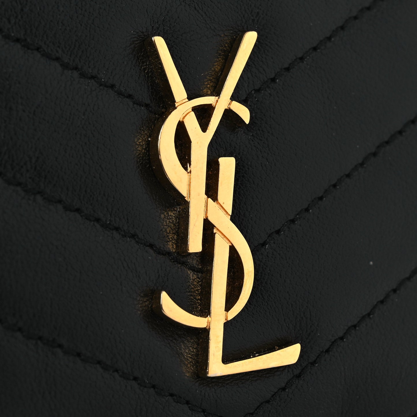 Calfskin Matelasse Monogram Key Pouch Black