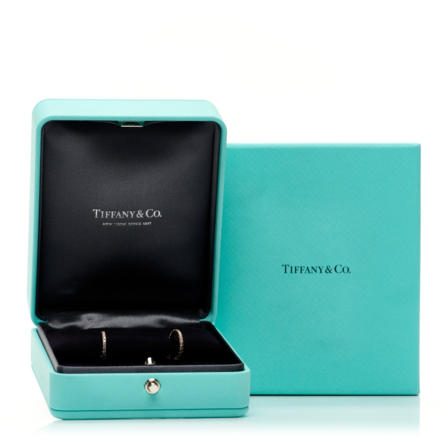 Tiffany 18K Rose Gold Diamond Small Metro Hoop Earrings 5 of 5