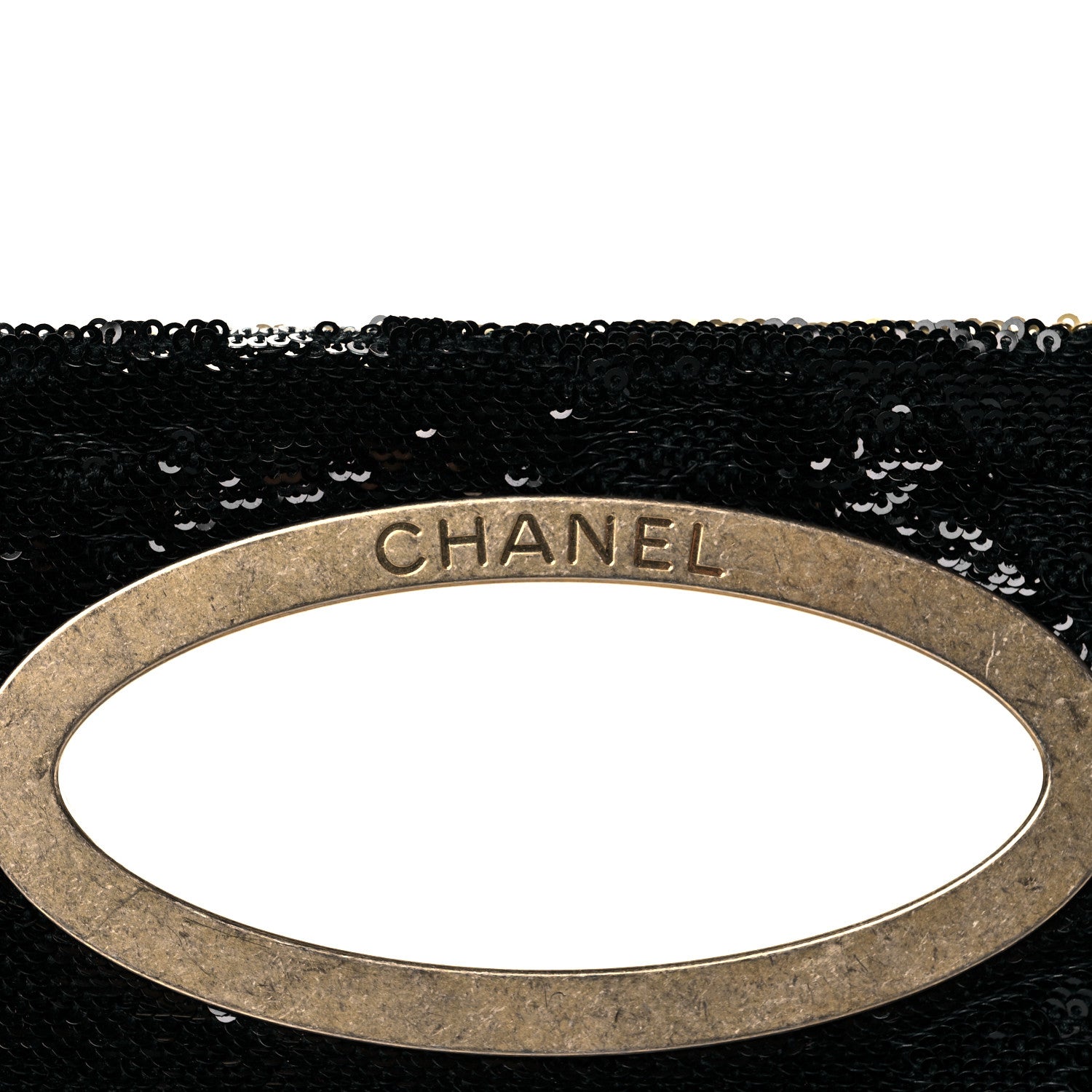 Chanel Sequin Do Not Disturb Minaudiere Clutch Black Gold 7 of 9