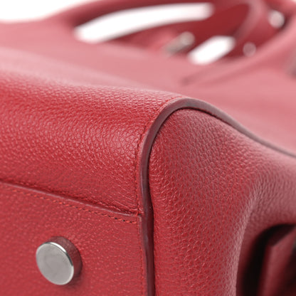 Saint Laurent Grained Calfskin Small Cabas Rive Gauche Red 9 of 21