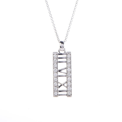 Tiffany 18K White Gold Diamond Atlas Bar Pendant Necklace 3 of 7