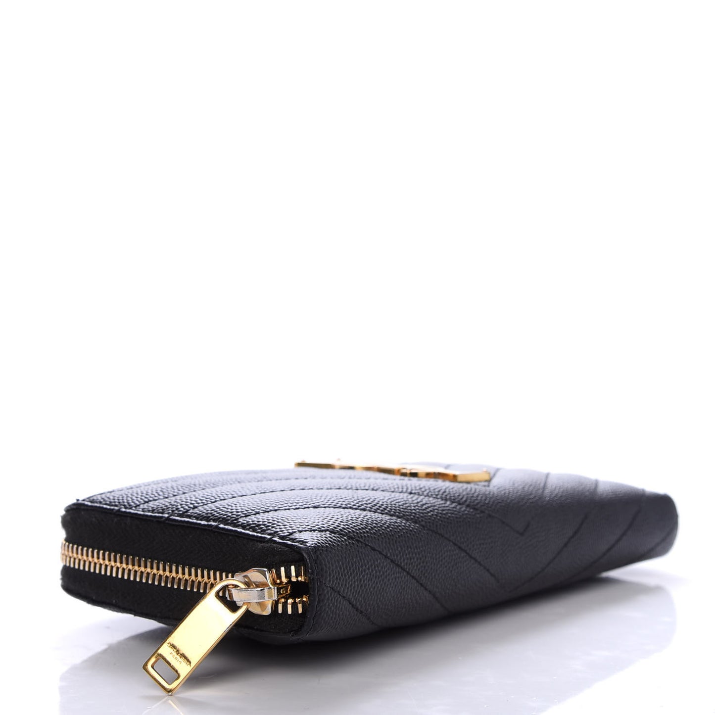Grain De Poudre Matelasse Chevron Monogram Zip Around Wallet Black