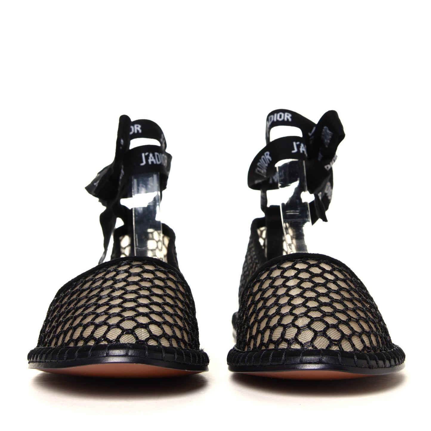 Mesh Nicely-D Ankle Tie Flat Espadrilles 39 Black