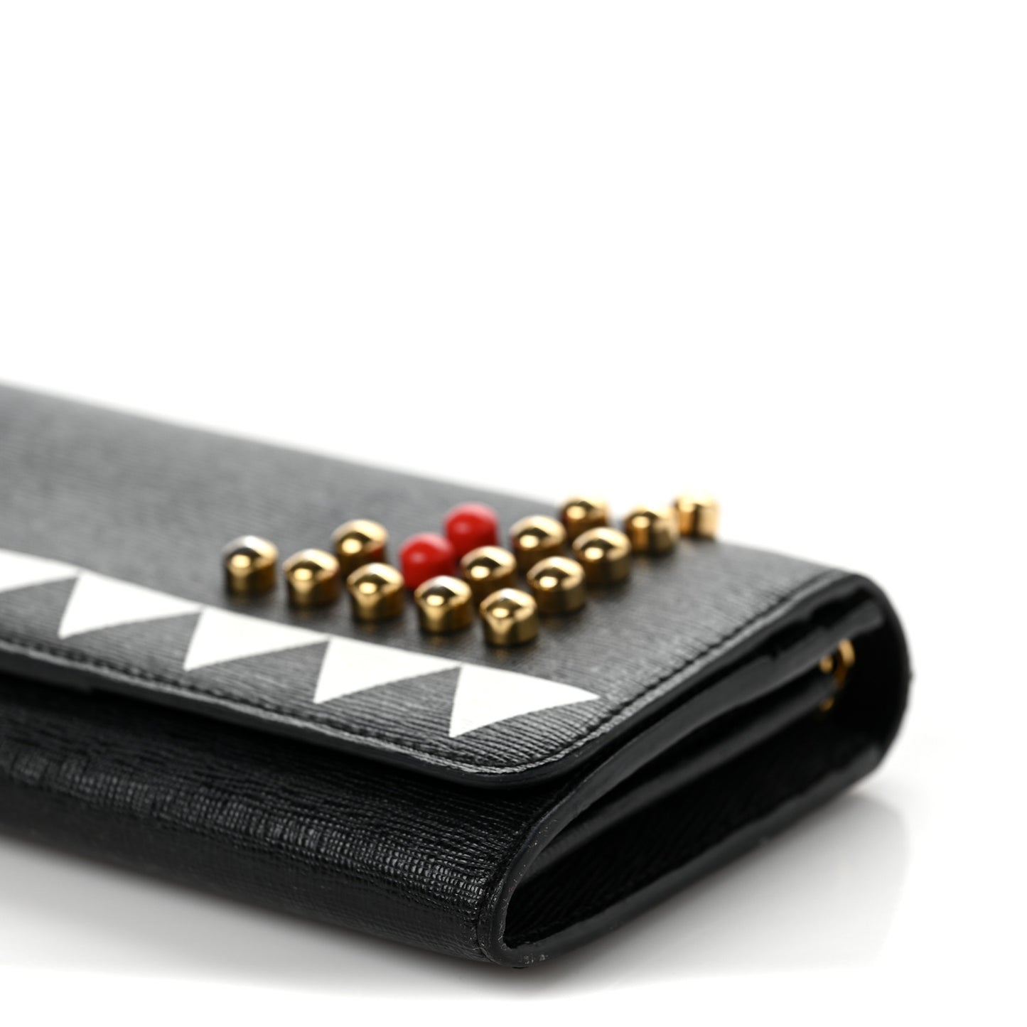 Vitello Elite Studded Monster Continental Wallet on Chain Black
