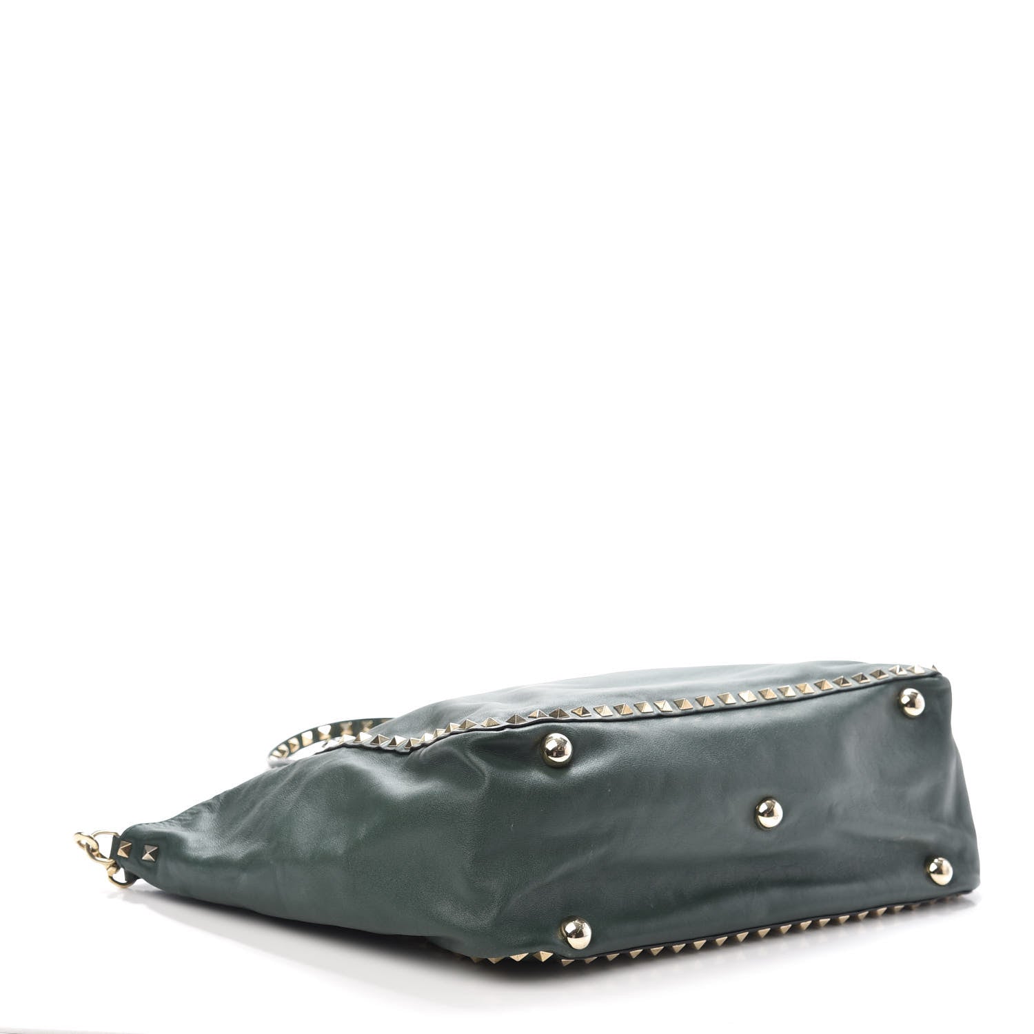Valentino Garavani Vitello Medium Rockstud Tote Green 4 of 9