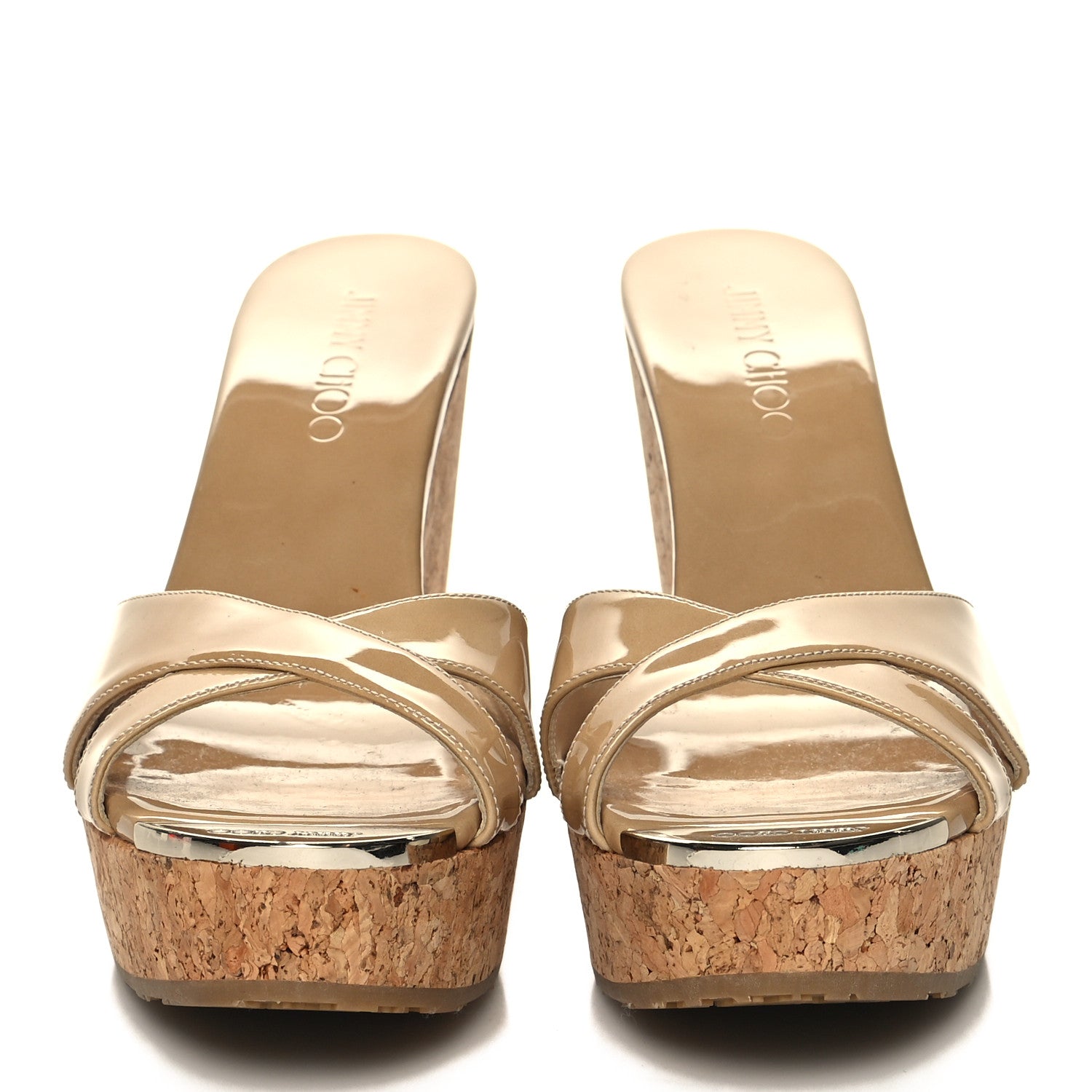 Jimmy Choo Patent Wedge Sandals 38 Nude 2 of 7