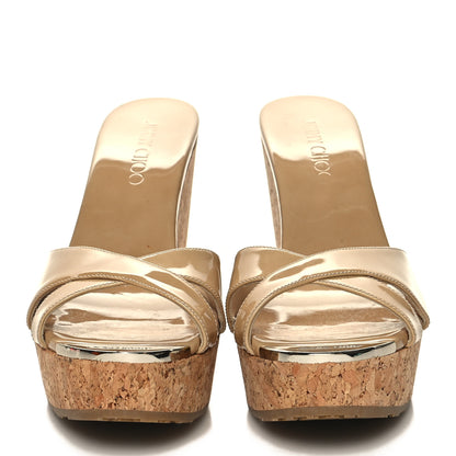 Jimmy Choo Patent Wedge Sandals 38 Nude 2 of 7