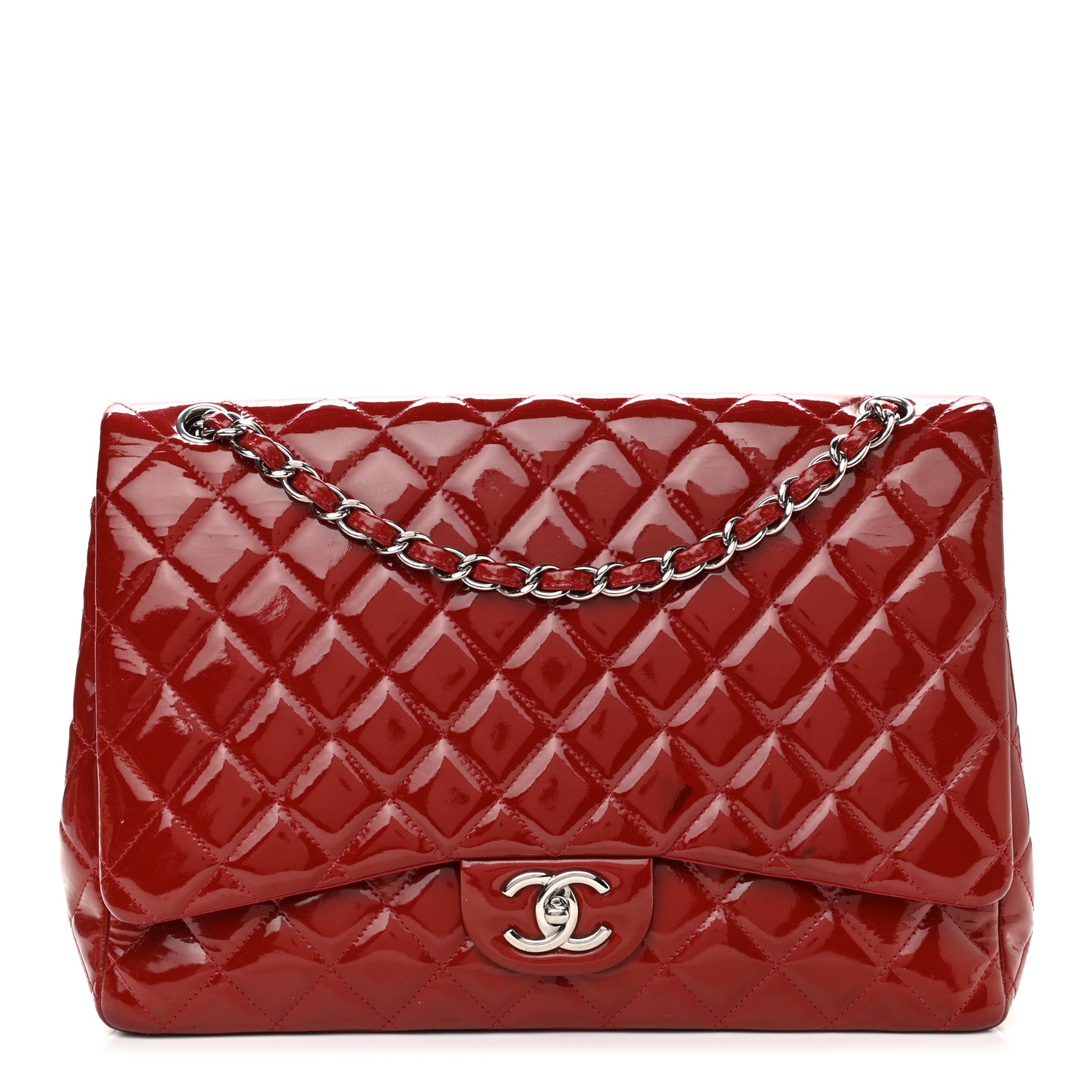 Chanel Patent Quilted Maxi Double Flap Red 1 of 16