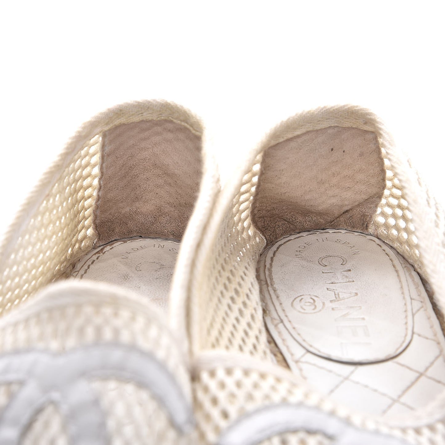 Mesh Lambskin Espadrilles 42 White Black