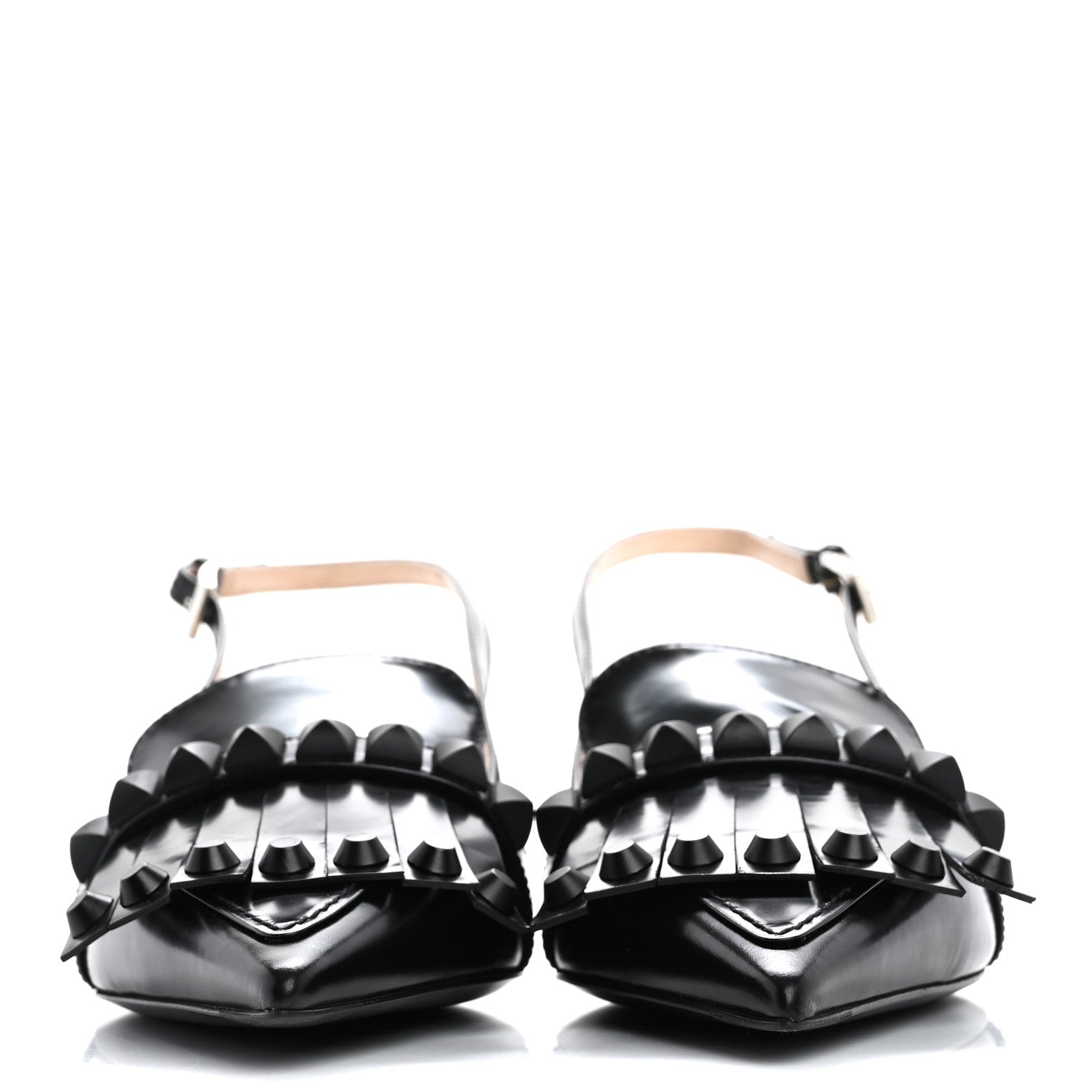 Prada Spazzolato Studded Slingback Pumps 39 Black 3 of 10