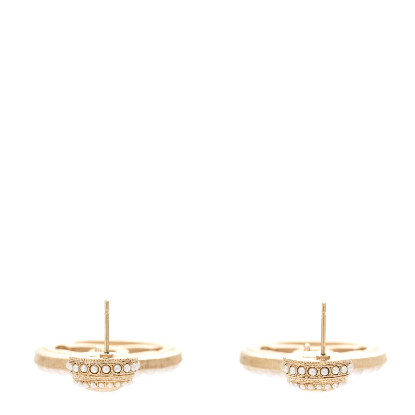Pearl CC Drop Earrings Light Gold