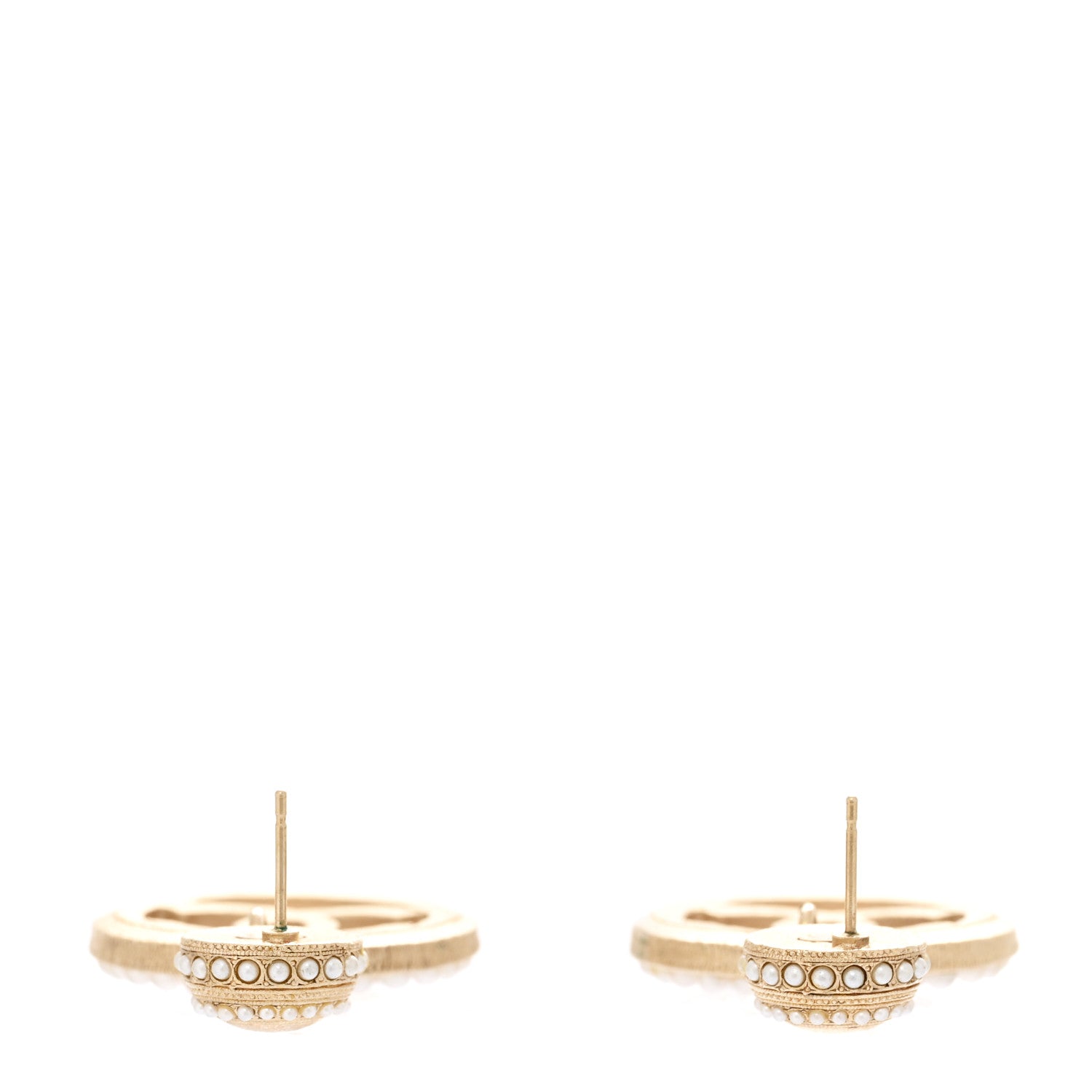 Chanel Pearl CC Drop Earrings Light Gold 3 of 4