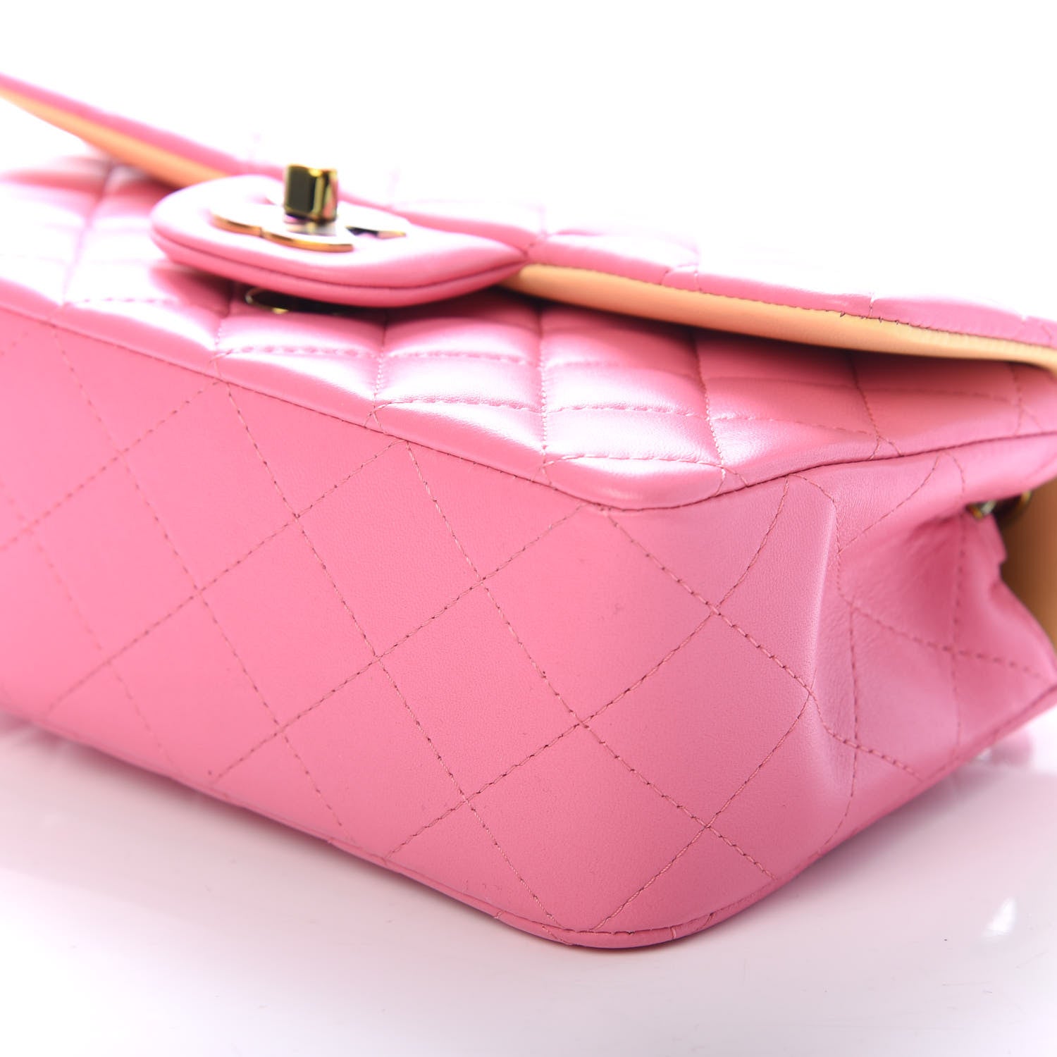 Chanel Lambskin Quilted Mini Rectangular Flap Pink Yellow 9 of 10