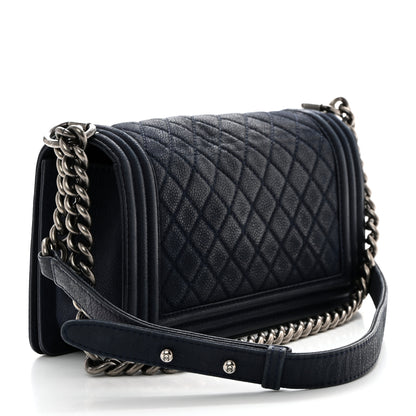 Chanel Iridescent Caviar Quilted Medium Boy Flap Dark Blue 3 of 10