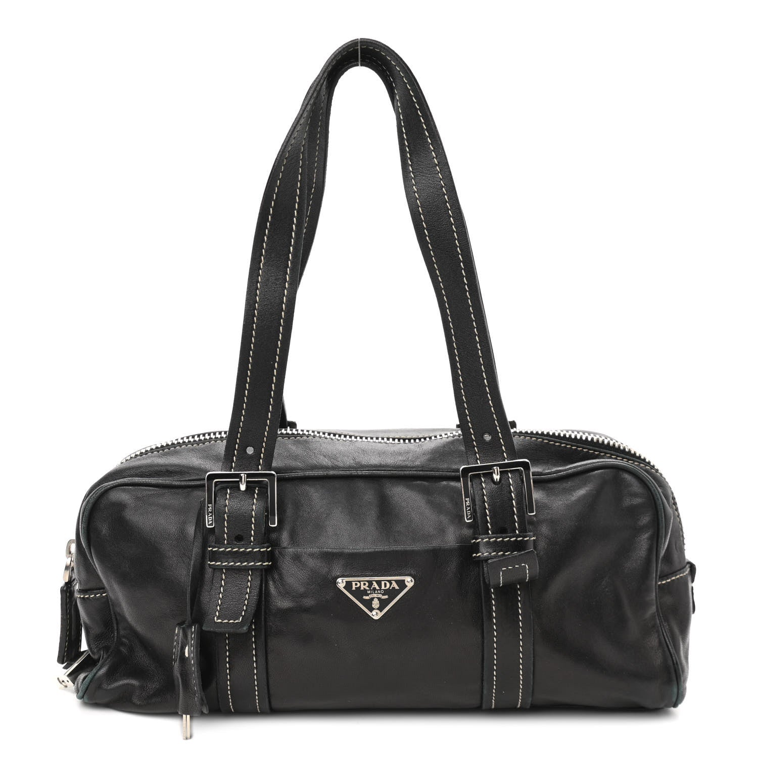 Prada Soft Calf Shoulder Bag Black 1 of 12