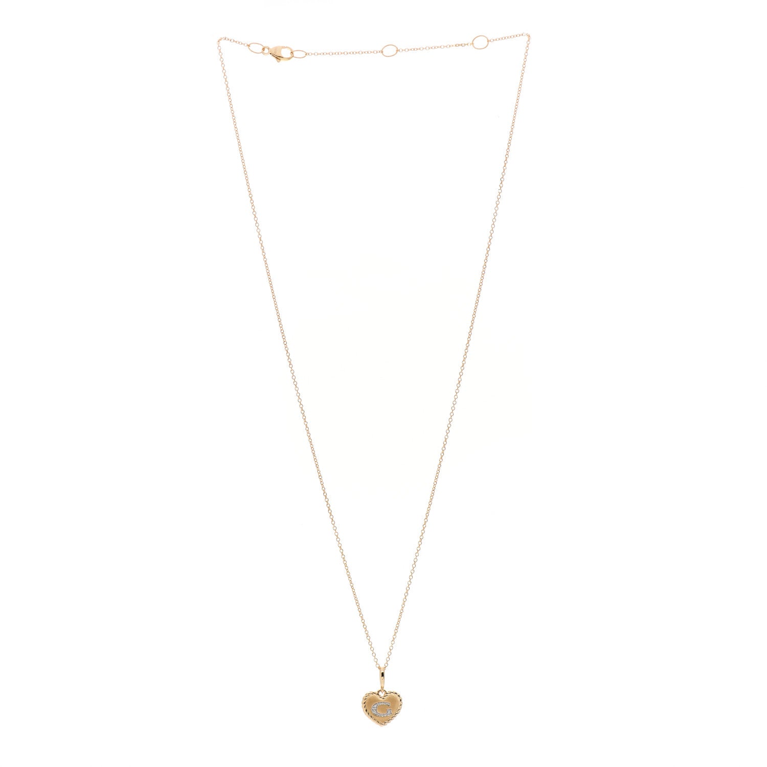 David Yurman 18K Yellow Gold Diamond Heart Initial G Charm Necklace 2 of 3
