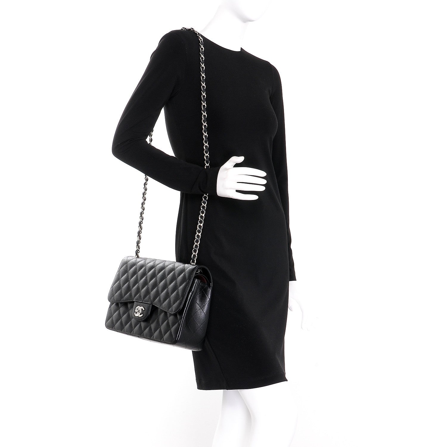 Chanel Caviar Quilted Jumbo Double Flap Black 2 of 8