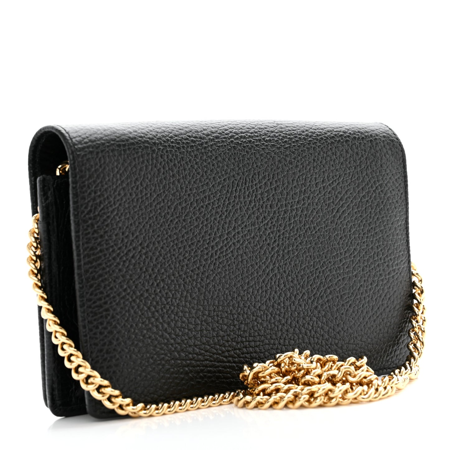 Calfskin Mini GG Marmont Chain Wallet Black