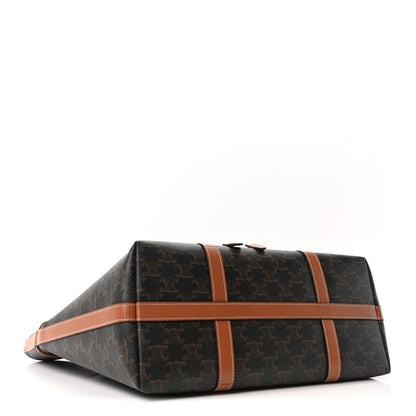 Celine Triomphe Canvas Calfskin Cabas Drawstring Tan 4 of 11