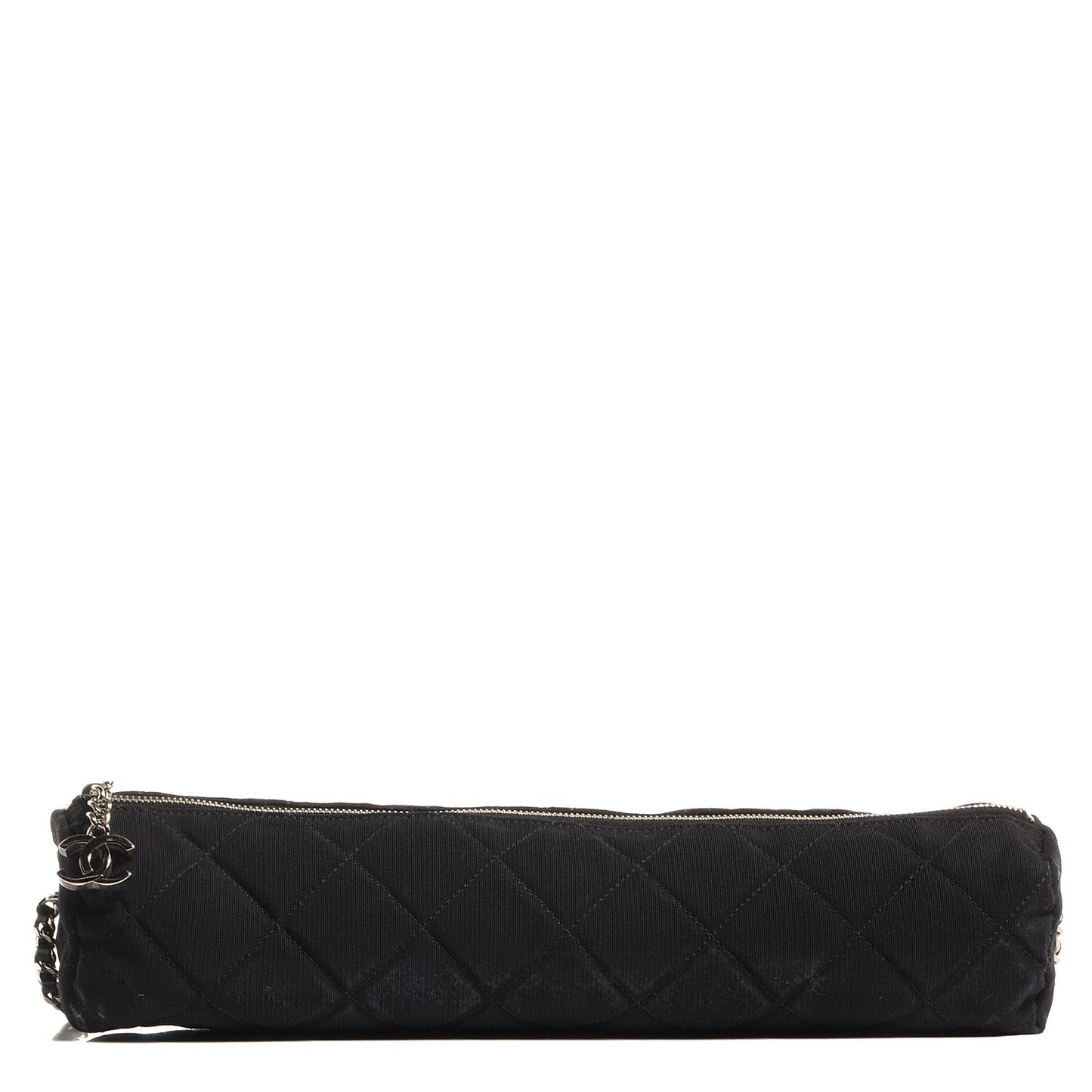 Nylon Large Umbrella with Crossbody Quilted Nylon Chain Pouch Black