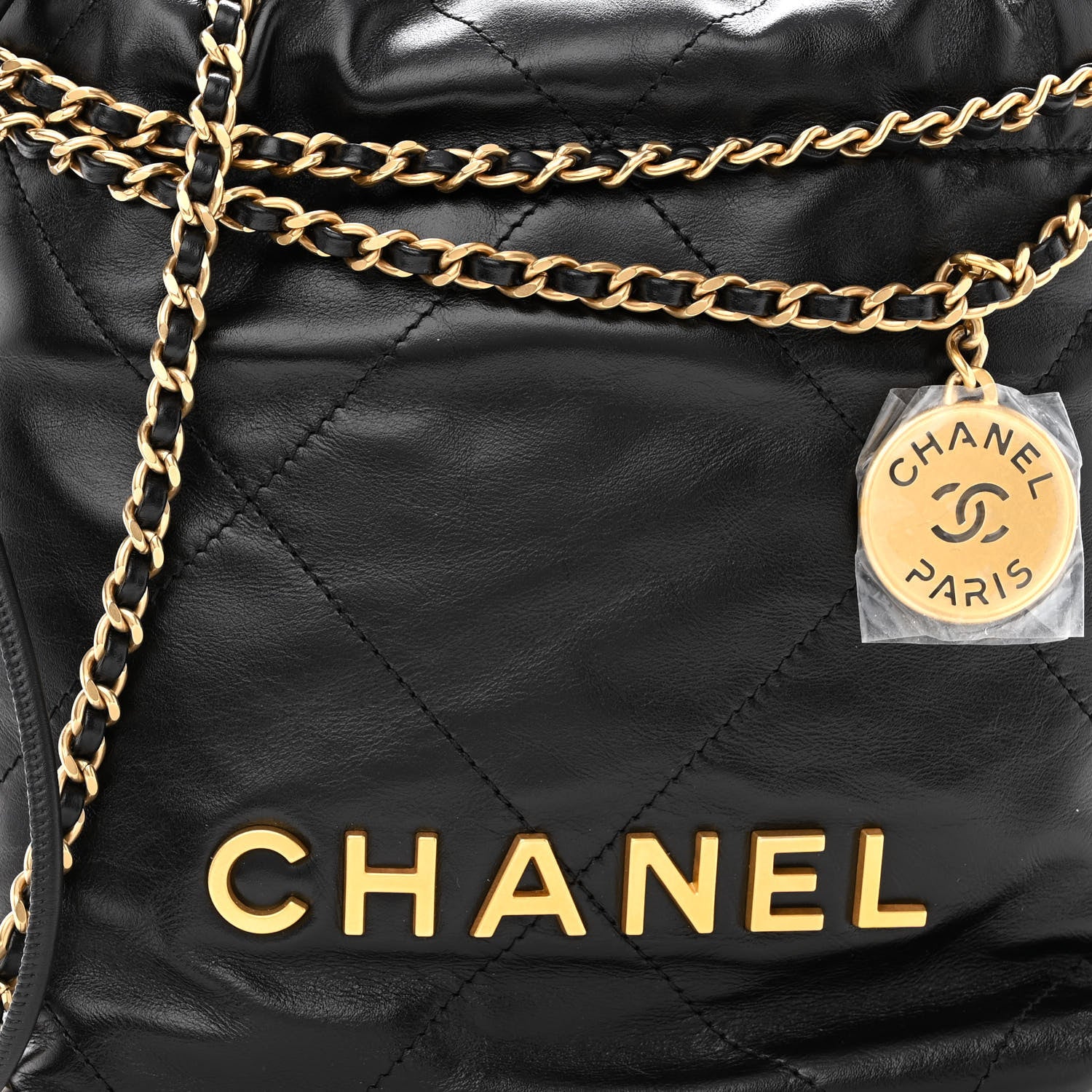 Chanel Shiny Calfskin Quilted Mini Chanel 22 Black 8 of 10