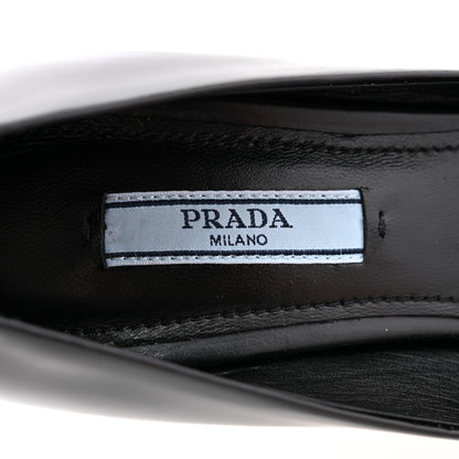 Prada Spazzolato Triangle Logo Pointed Toe 75mm Pumps 36.5 Black 7 of 9