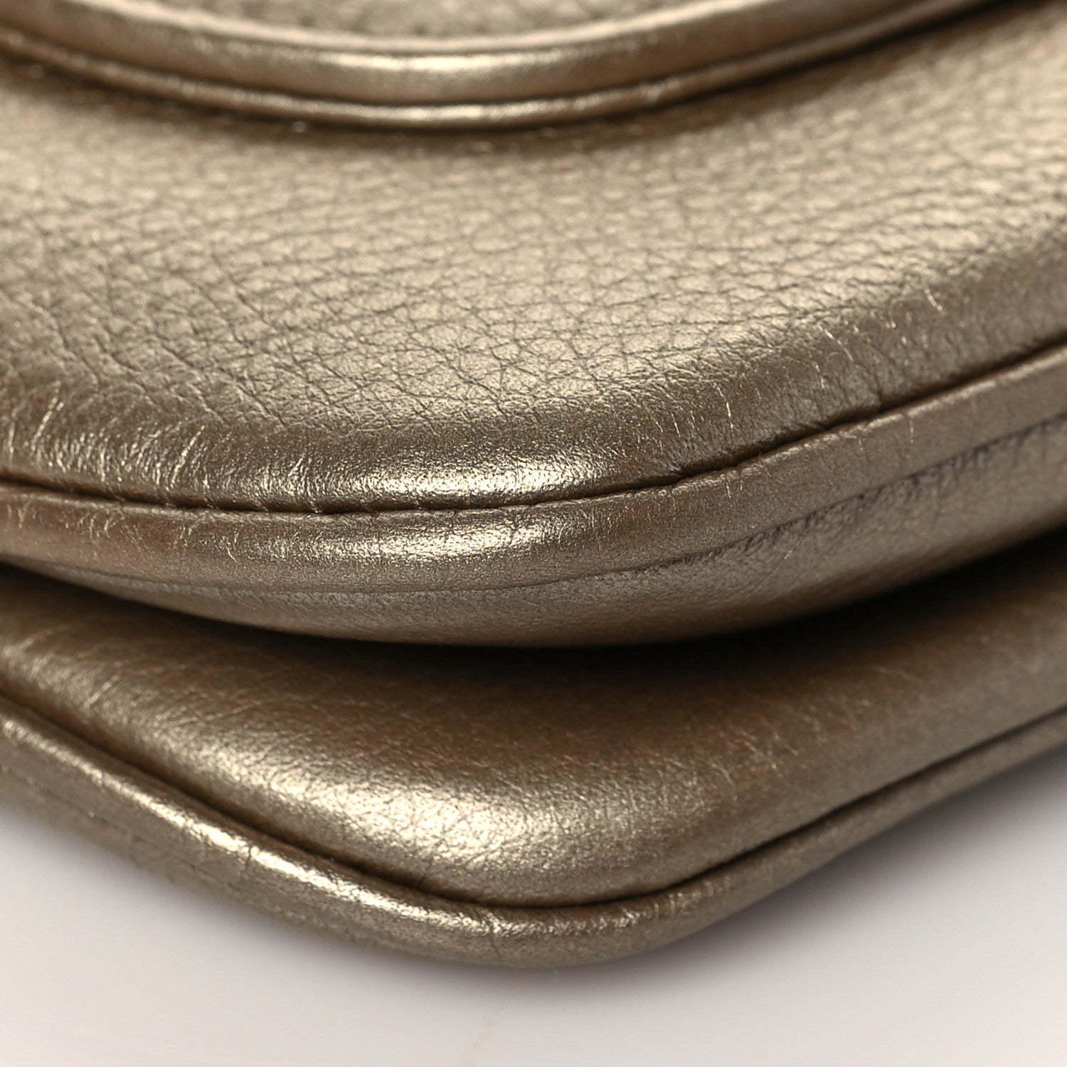 Gucci Pebbled Calfskin Small 1973 Chain Shoulder Bag Gold 8 of 9