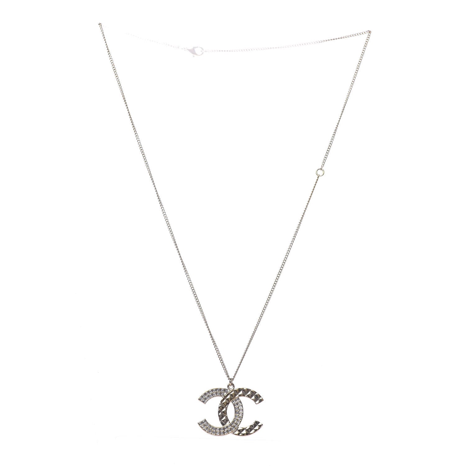Chanel Baguette Crystal Quilted CC Pendant Necklace Gold 3 of 6