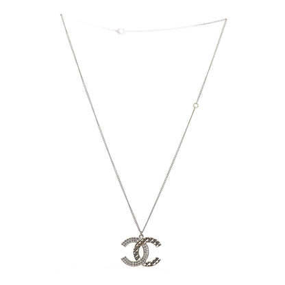 Chanel Baguette Crystal Quilted CC Pendant Necklace Gold 3 of 6