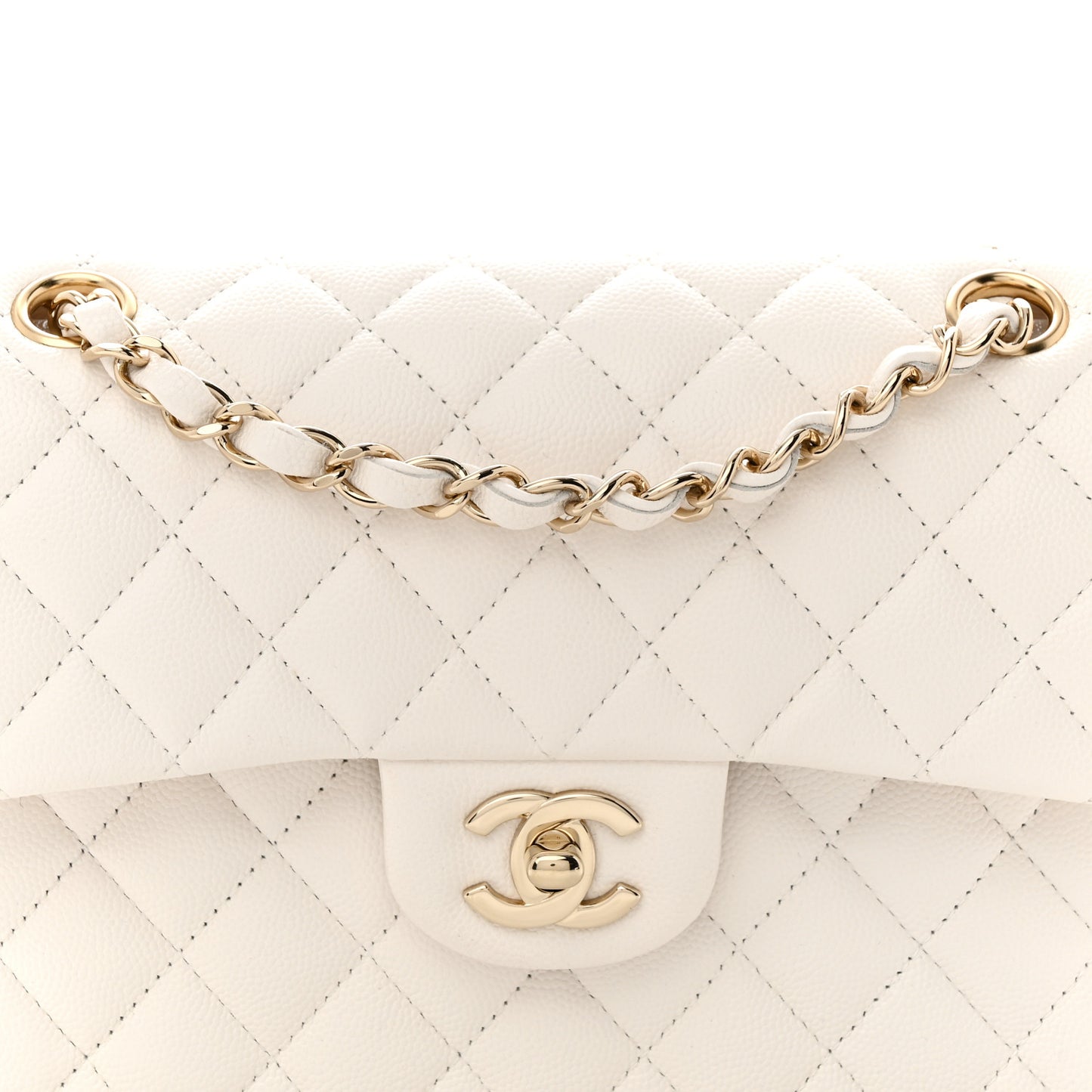 Caviar Quilted Small Double Flap White