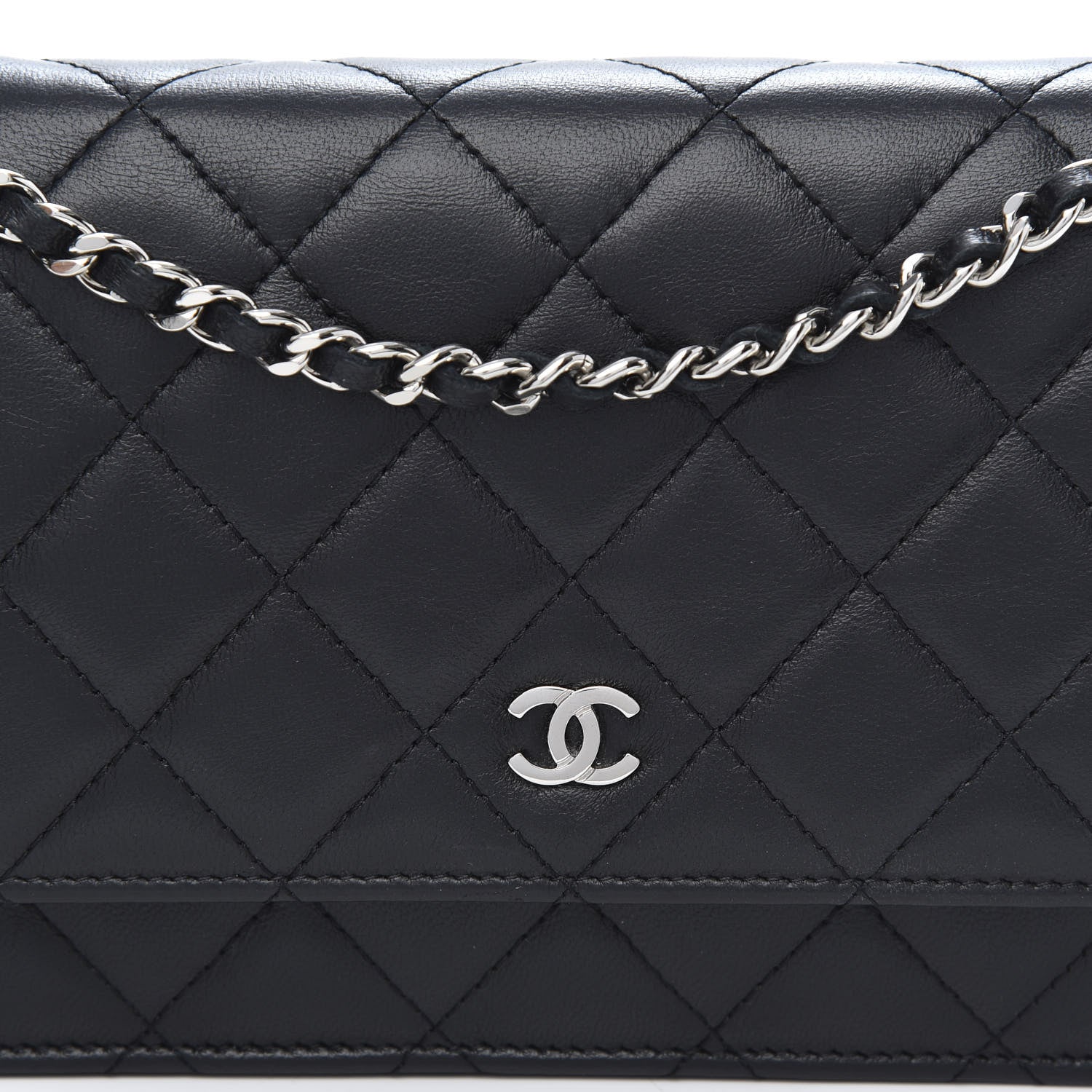 Chanel Lambskin Quilted Wallet On Chain WOC Black 13 of 14