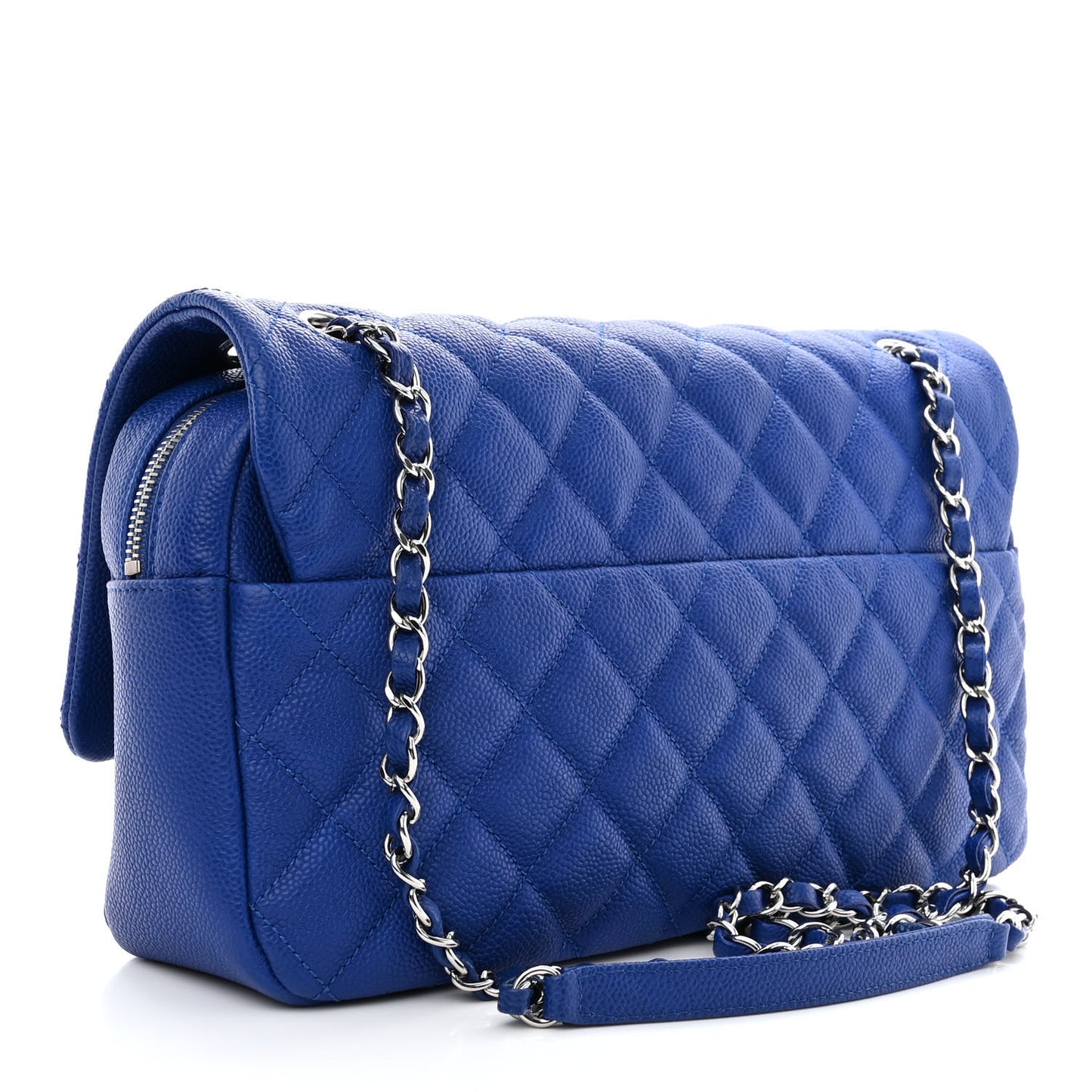 Caviar Quilted Jumbo Easy Flap Blue