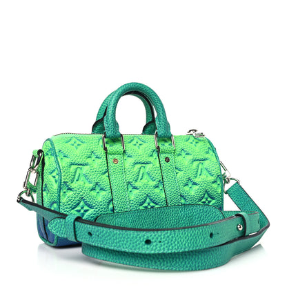Louis Vuitton Taurillon Illusion Keepall XS Bleu Vert 3 of 10
