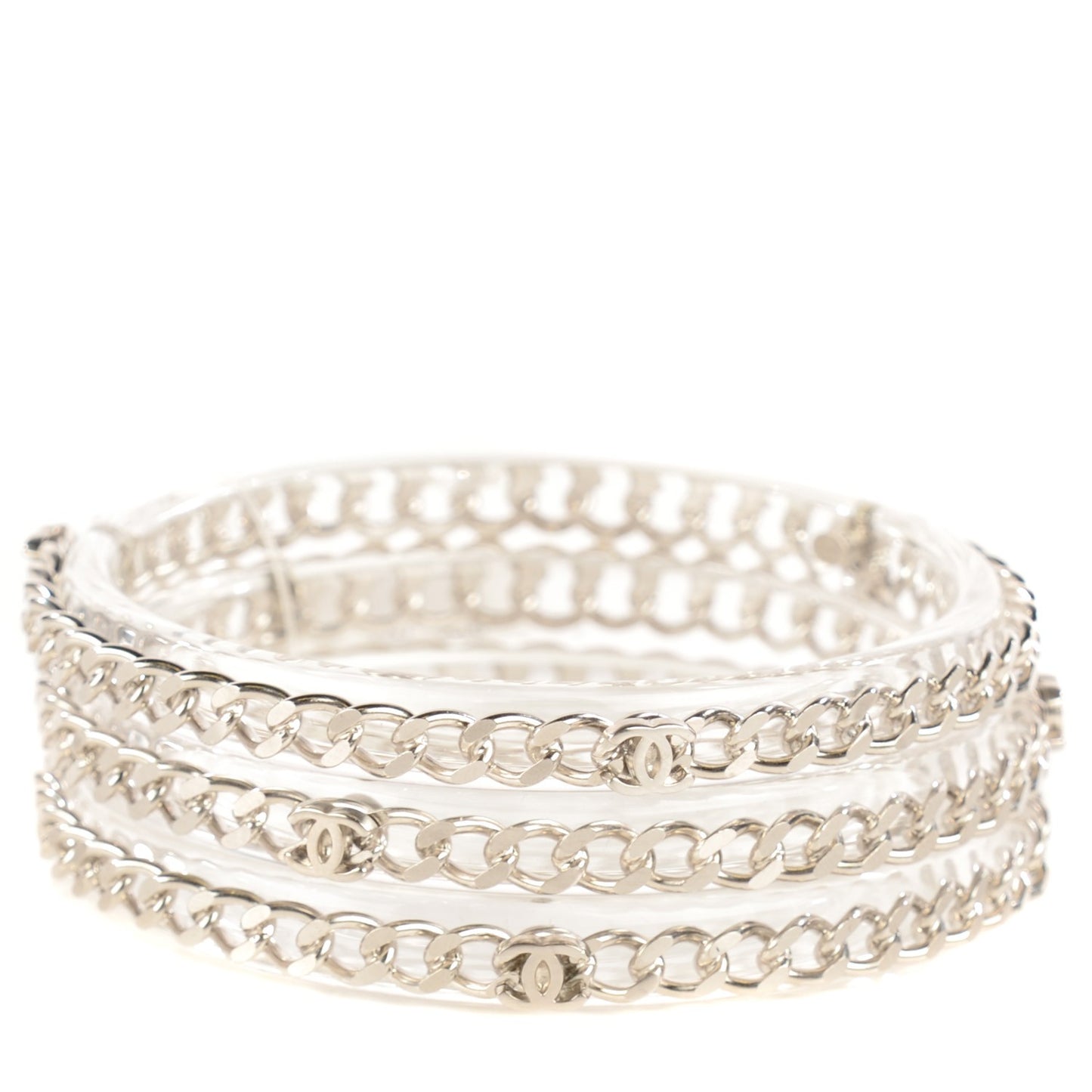 Translucent Resin Chain CC Bracelet Set of 3 Silver