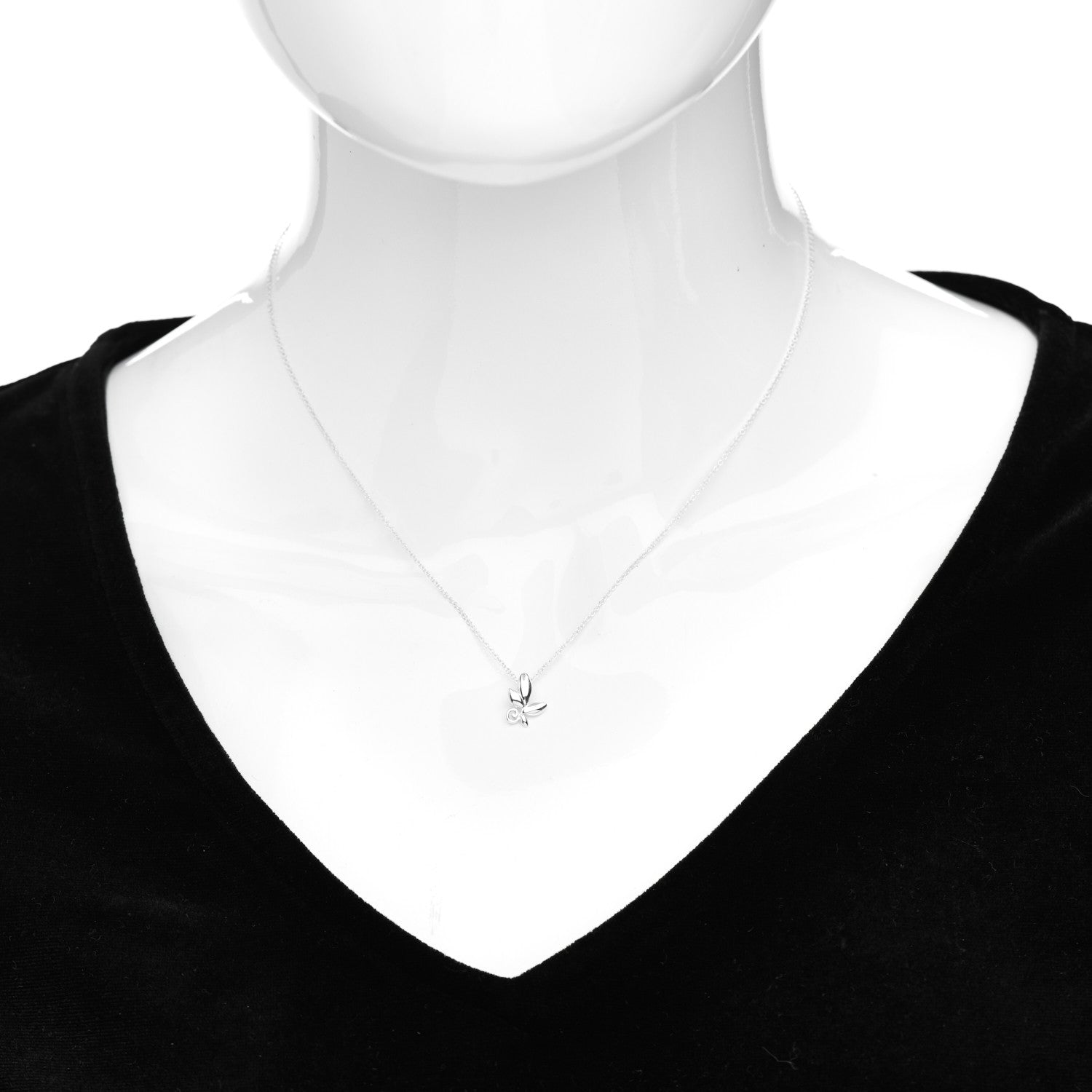 Tiffany Sterling Silver Paloma Picasso Olive Leaf Pendant Necklace 2 of 4