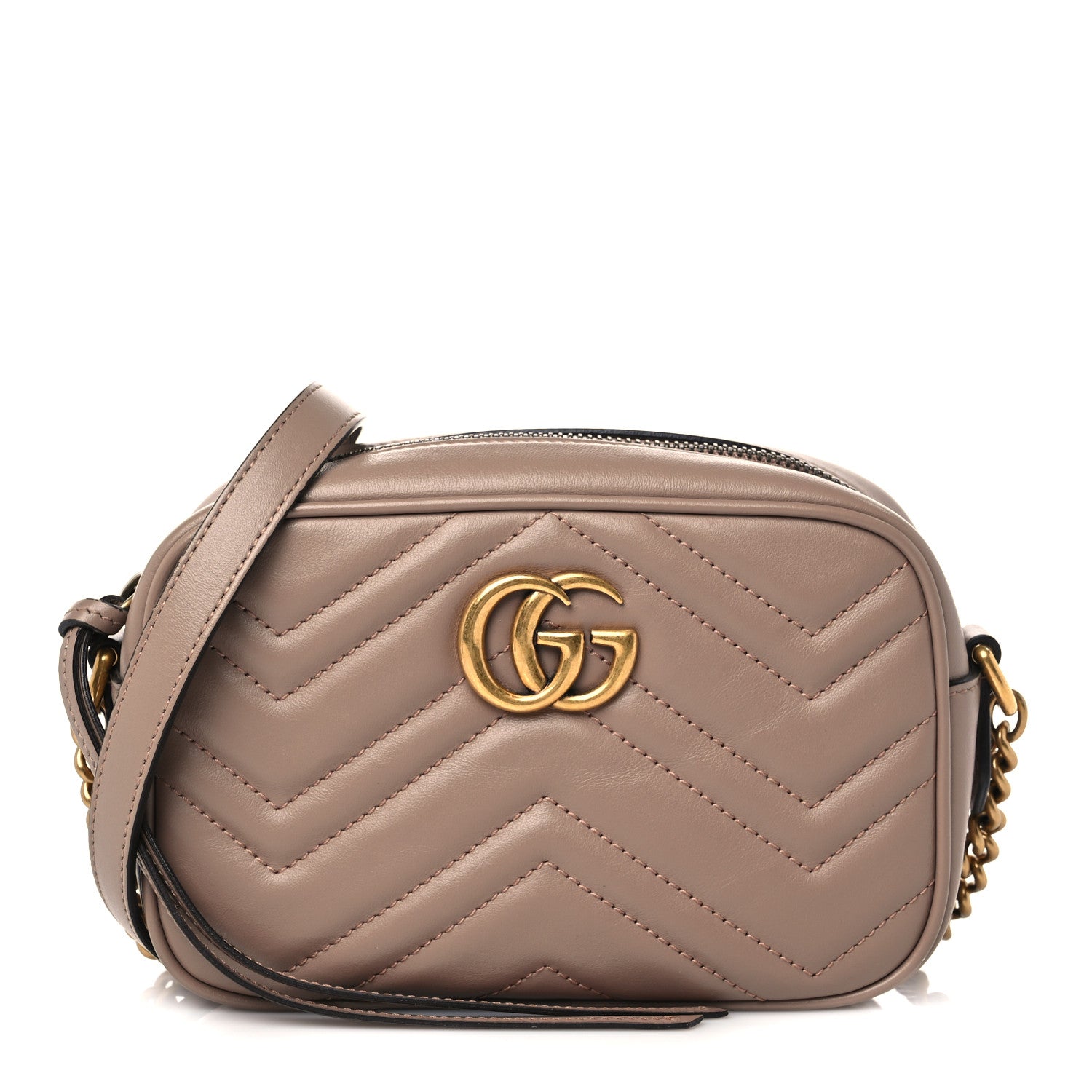 Gucci Calfskin Matelasse Mini GG Marmont Chain Shoulder Bag Porcelain Rose 1 of 7