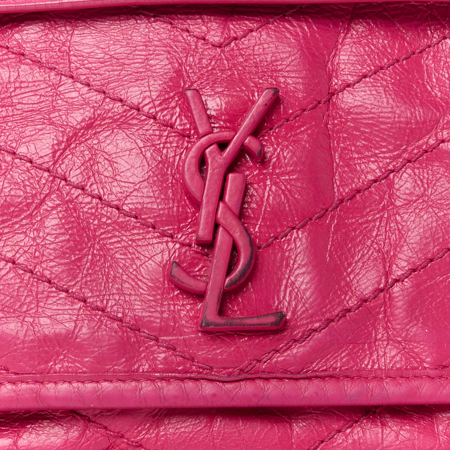 Saint Laurent Crinkled Calfskin Matelasse Monogram Baby Niki Chain Satchel Freesia 9 of 13